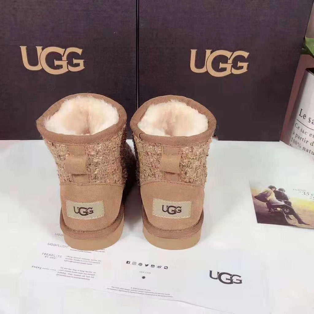 Kids Chanel-Style Snow Boots — Chic Chestnut | New Arrival | In Stock