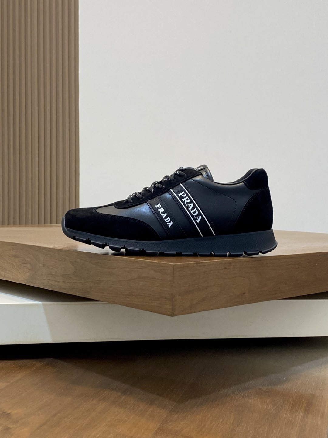 Prada Men's Geometric Panel Sneakers - Lace-Up Closure